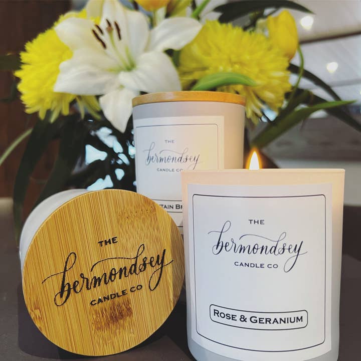 The Bermondsey Candle Co - Wholesale Jar/Filled Candle - Rose & Geranium Hand Poured Luxury Soywax Scented Candle
