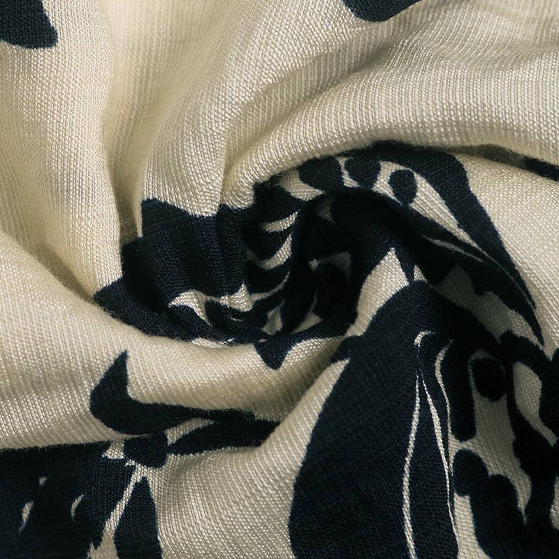 Navy blue Vintage Printed Shirt Small Stand-up Collar for wholesale on Faire8