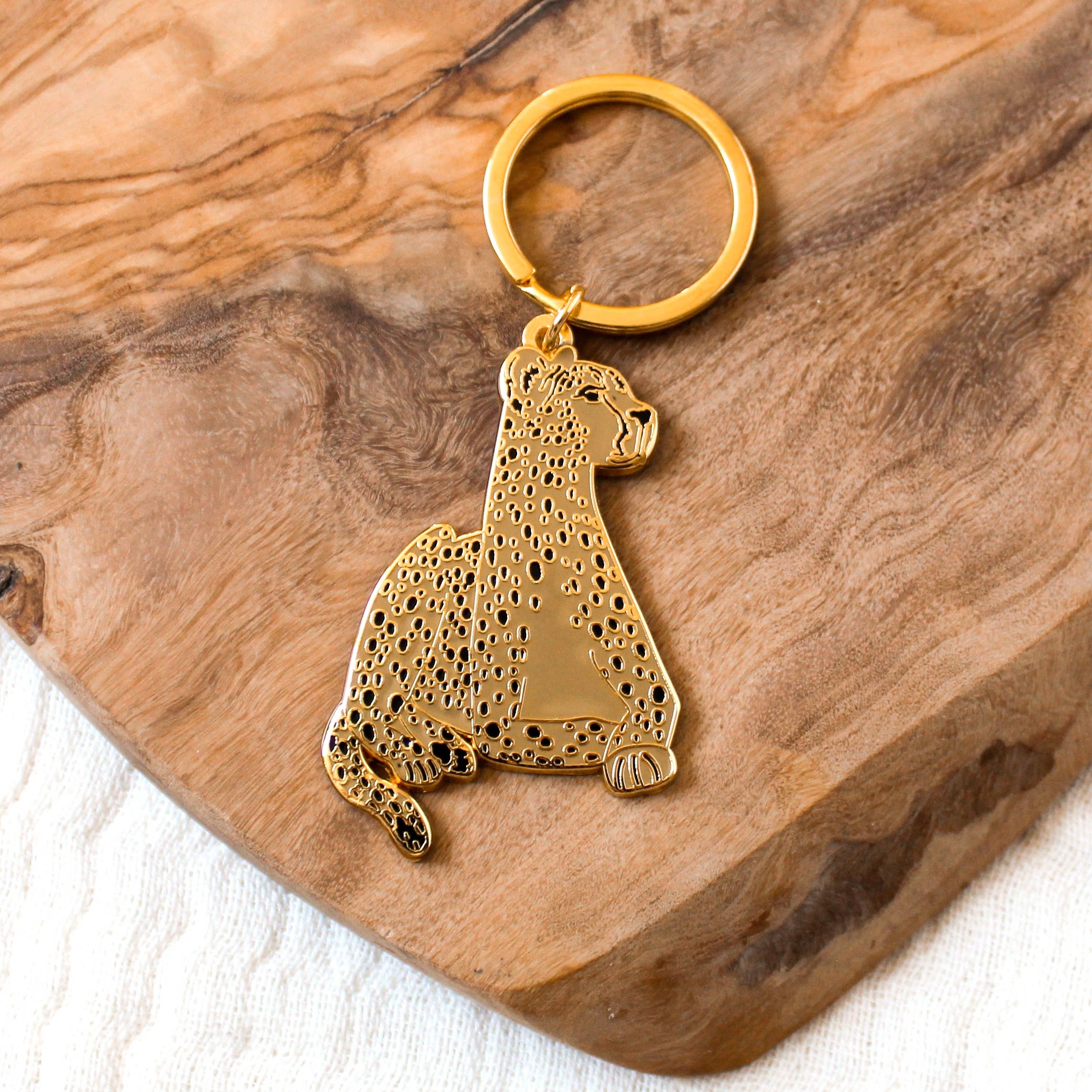 Elyse Breanne Design - Wholesale Keychain - Unisex - Cheetah Metal Keychain 2x2 in.1