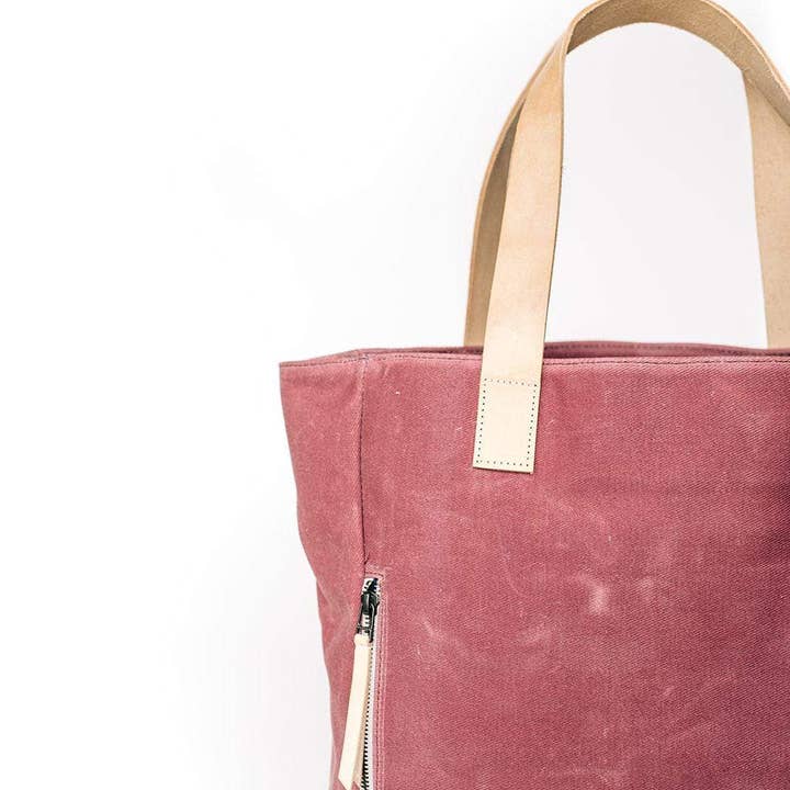 Notebooks & Honey - Wholesale Tote Bag - Women's - The Rebel Gal _ Mauve Pink Waxed Canvas Carryall Tote Bag 6
