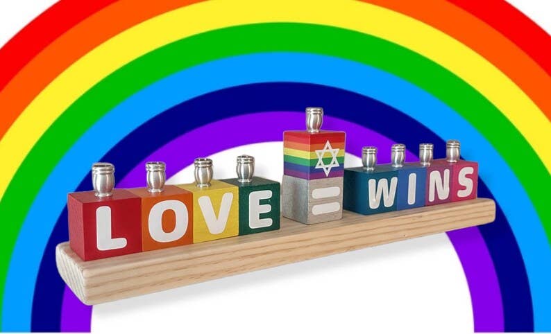 Eclectic Judaica - Wholesale Menorah - Love Wins Menorah1