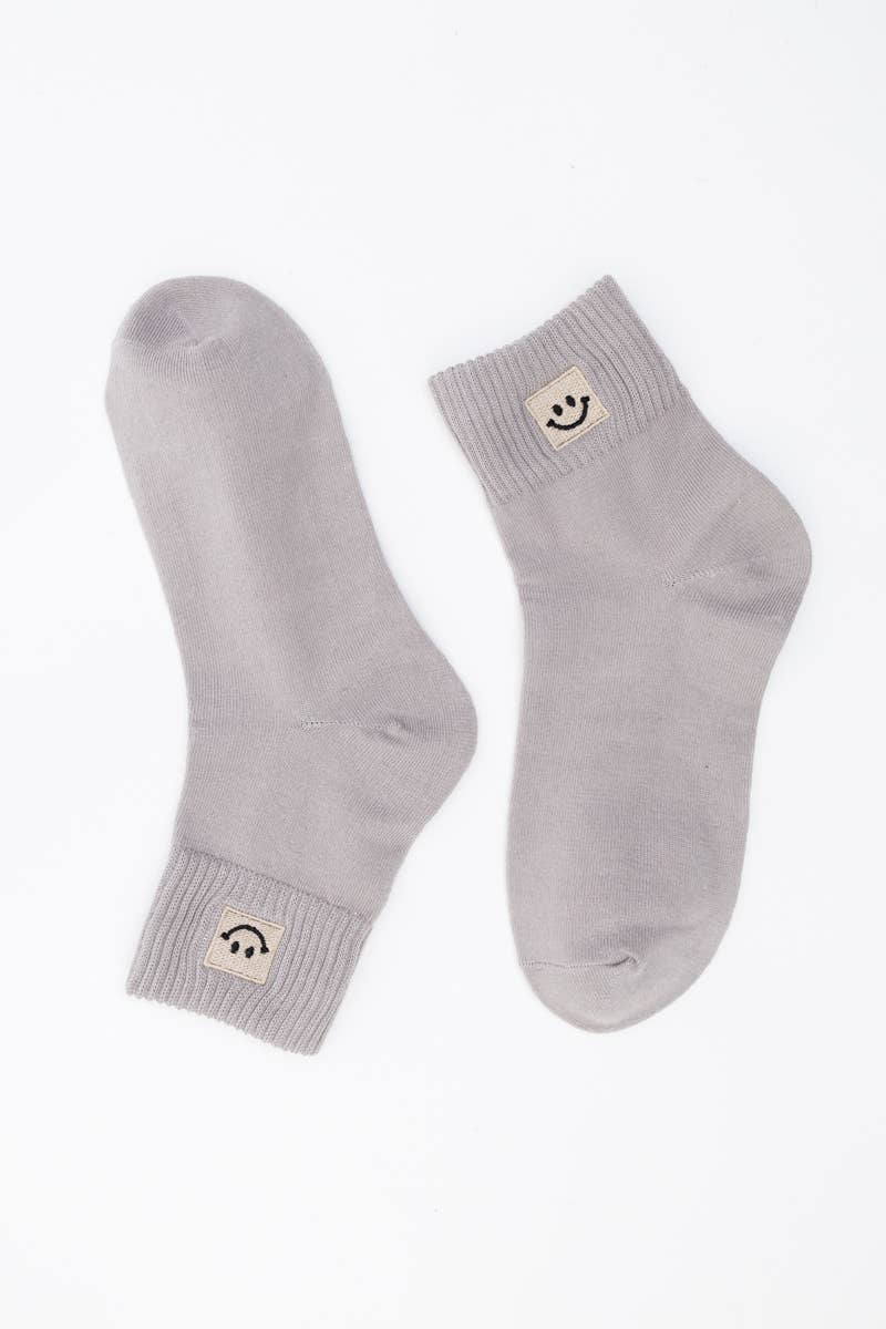 Leto Accessories - Wholesale Socks - Women's - Happy Feet Embroidered Socks 🙃 - Fun Vibes0