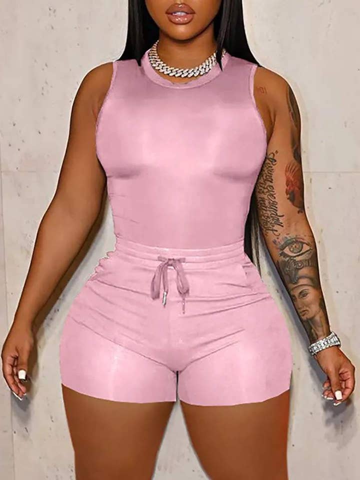 basic tank top drawstring shorts set for wholesale by Flarix