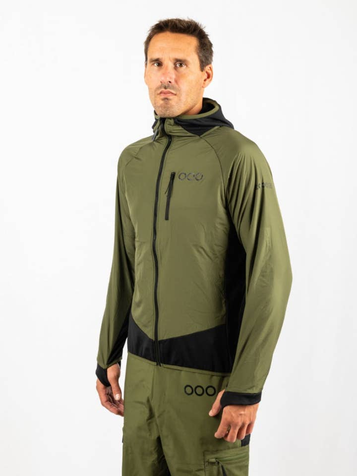 ECOON ECOACTIVE LIGHT INSULATED HYBRID WITH HOOD Jacket Midlayer Men Khaki/Black for wholesale by ECOON