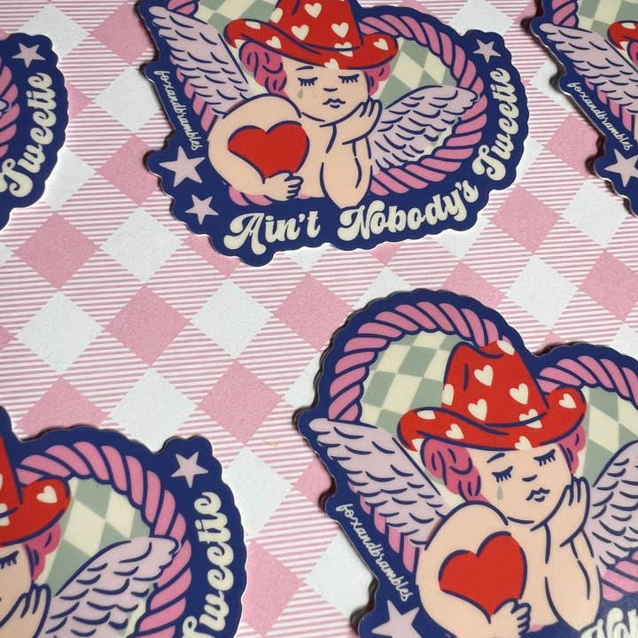 Fox and Brambles - Wholesale Sticker - Nobody’s Sweetie Cowboy Cupid Anti-Valentine Sticker2