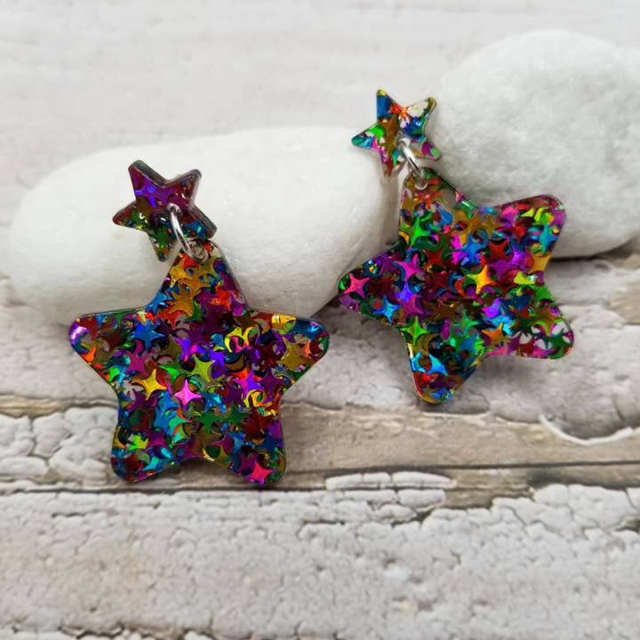 Treasure Wholesale – wholesale Dangle earrings – Confetti Star Earrings