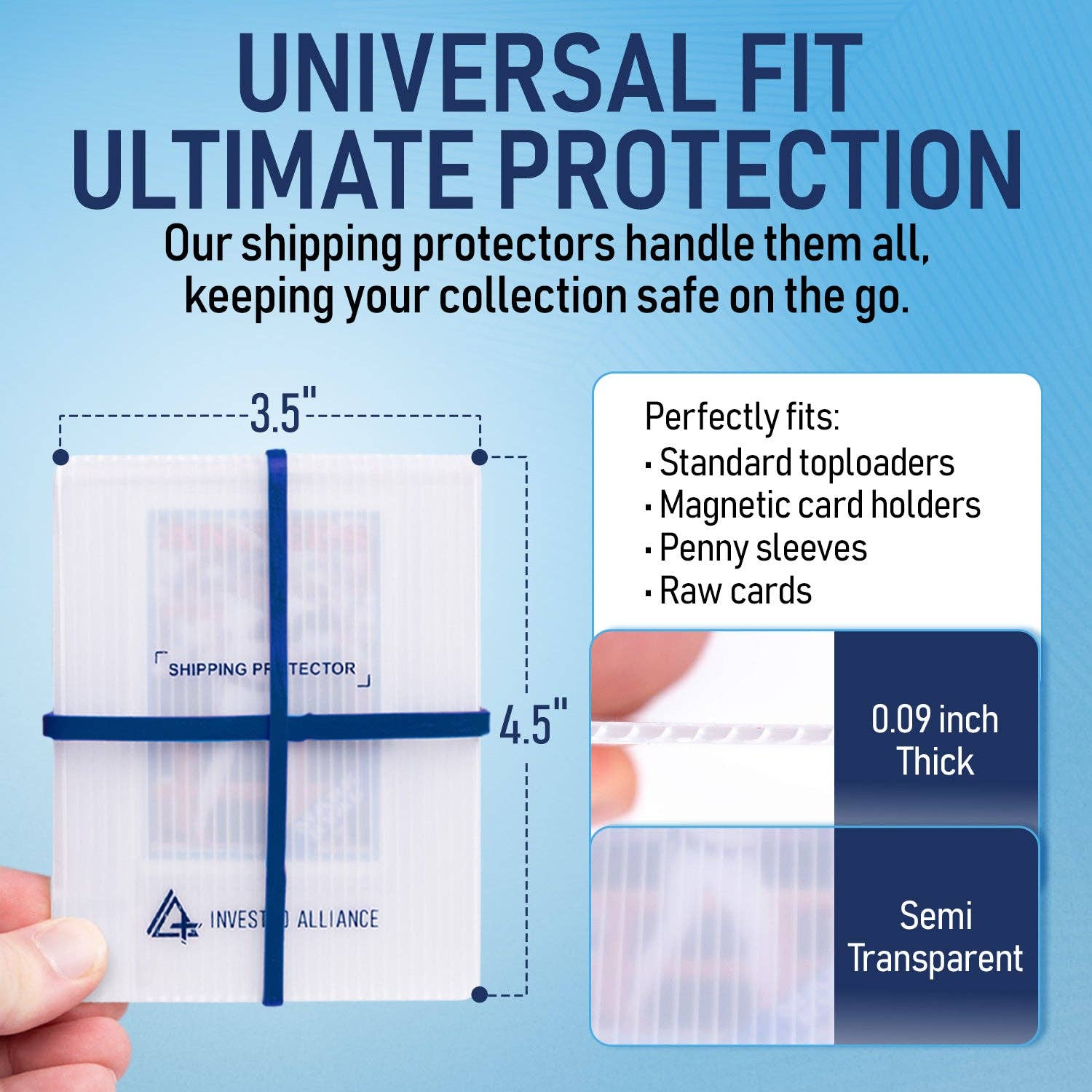 Invested Alliance LLC - Wholesale Card Game - Trading Card Shipping Protector 3.5x4.5 - 100 Pack4