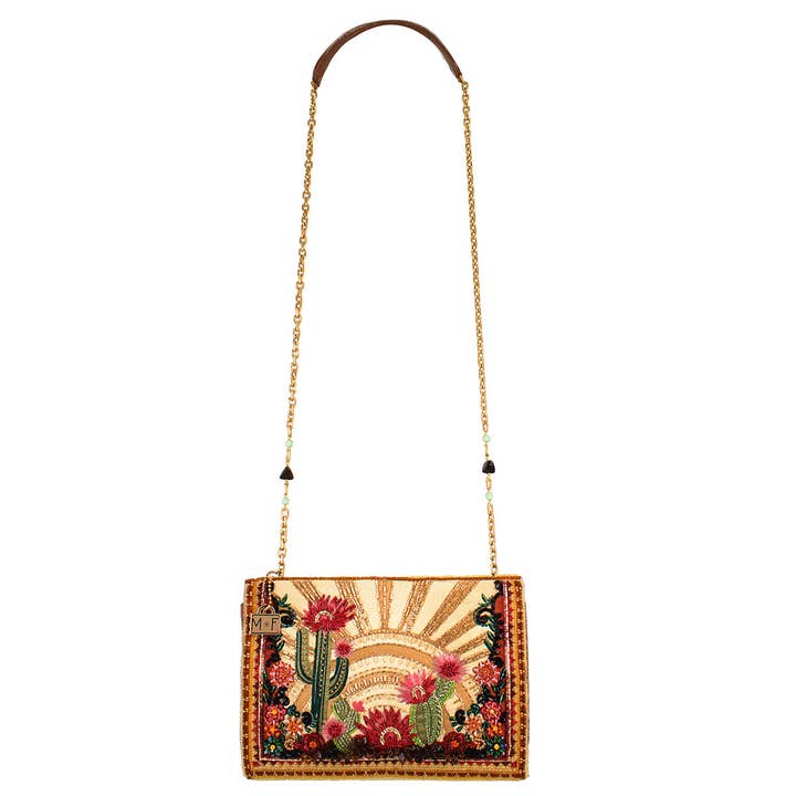 Mary Frances Accessories - Wholesale Crossbody Bag - Women's - Desert Sunrise Beaded Cactus and Floral Crossbody Handbag