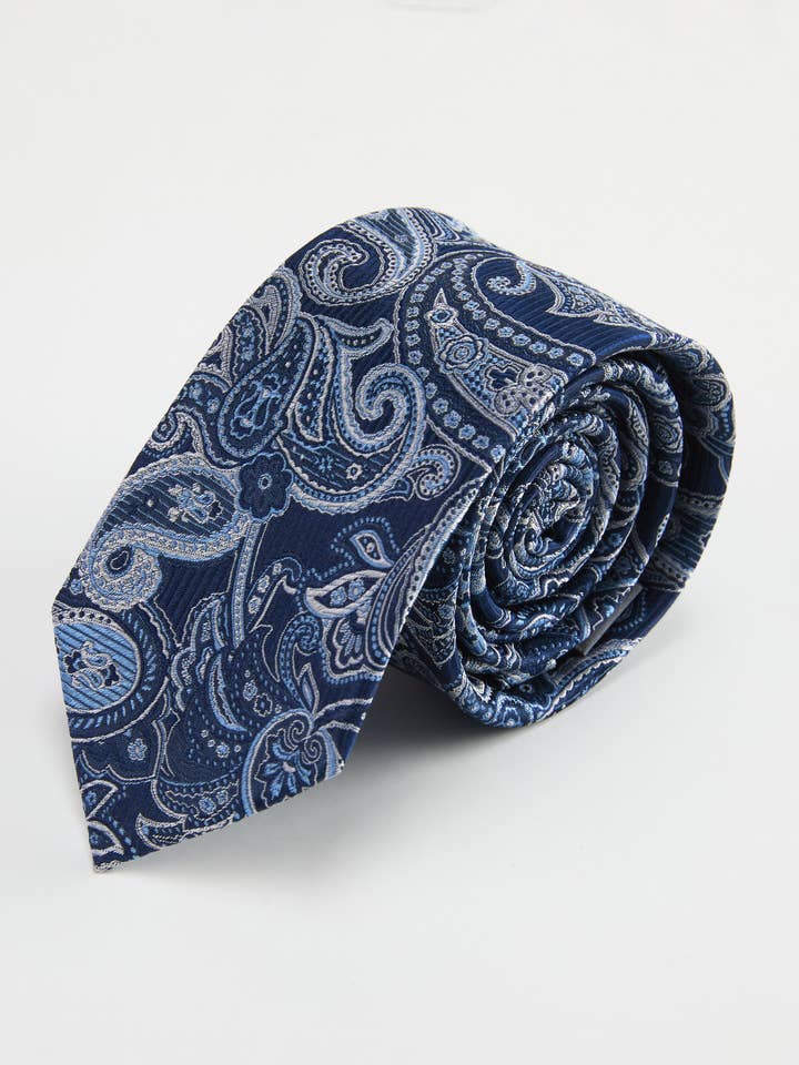 Baroque Paisley Navy Silk Tie for wholesale by Knottery & Co.