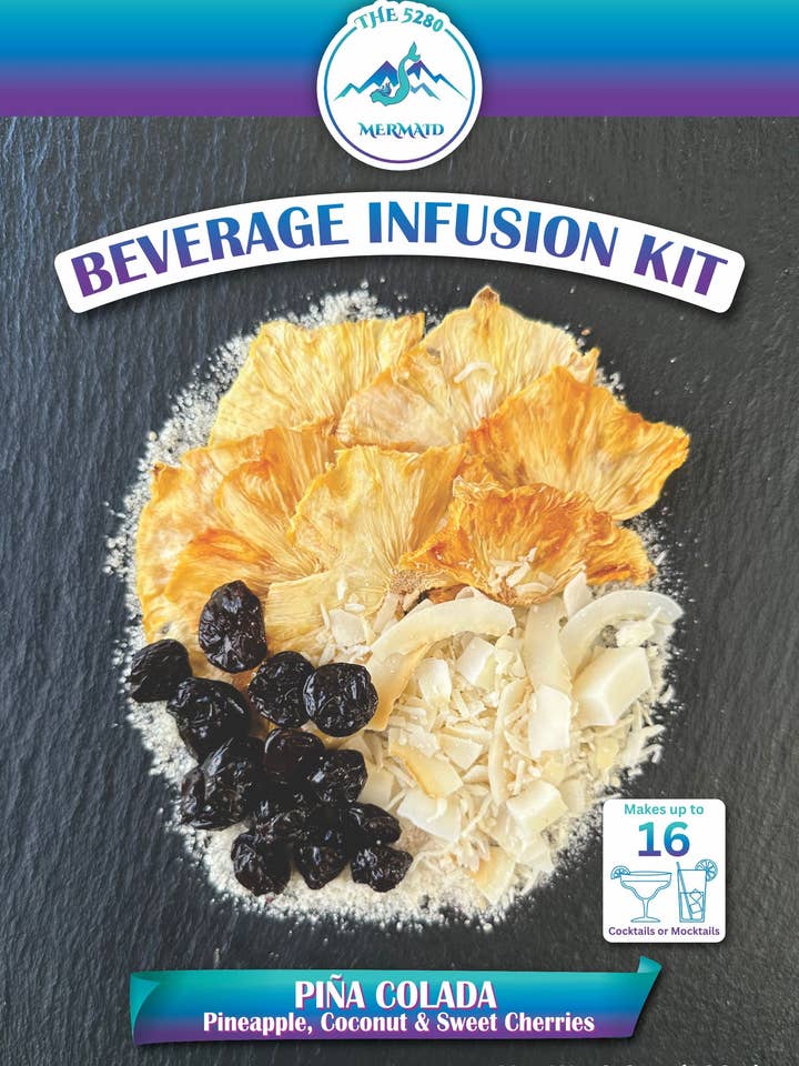 "Pina Colada" Pineapple, Coconut & Cherries Beverage Infusion Kit; Mocktail or add Vodka, Rum or Tequila for wholesale by The 5280 Mermaid