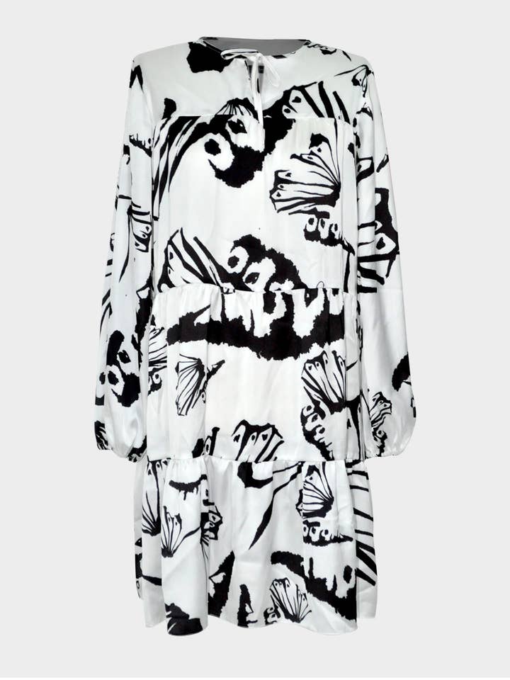 ABITO SKIPPER - Stampa Fly Away in bianco e nero per la vendita all'ingrosso da parte di Carolina Estefan