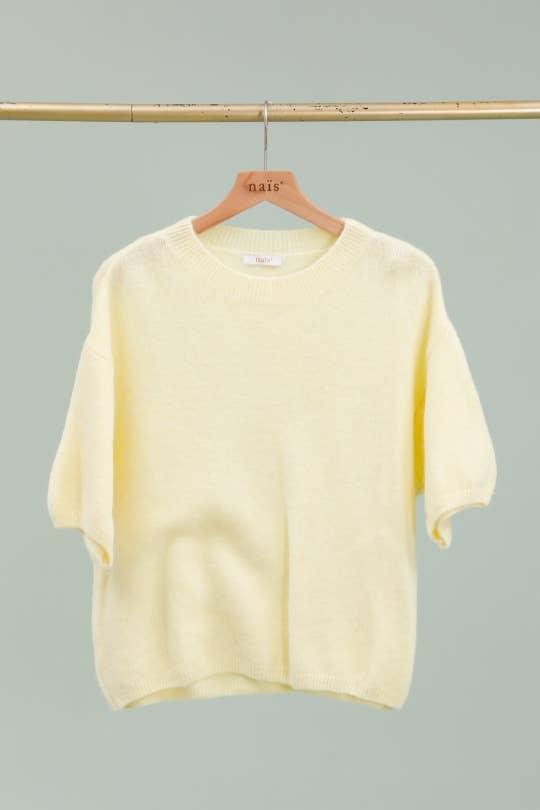 NAÏS PARIS - Wholesale Knit Sweater - Women's - ROUND NECK SHORT SLEEVE SWEATER IN SUPERFINE ALPACA22