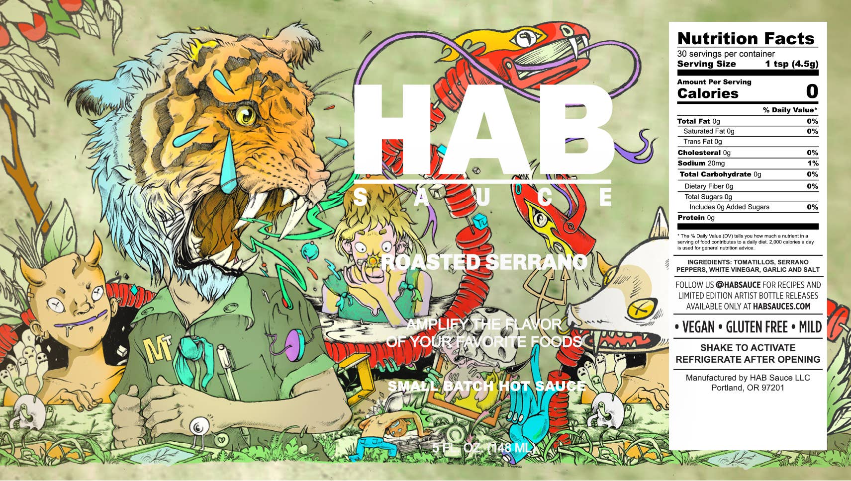 HAB Sauce - Wholesale Hot Sauce - Roasted Serrano HAB Sauce Hot Sauce 5 oz. (148ml)1