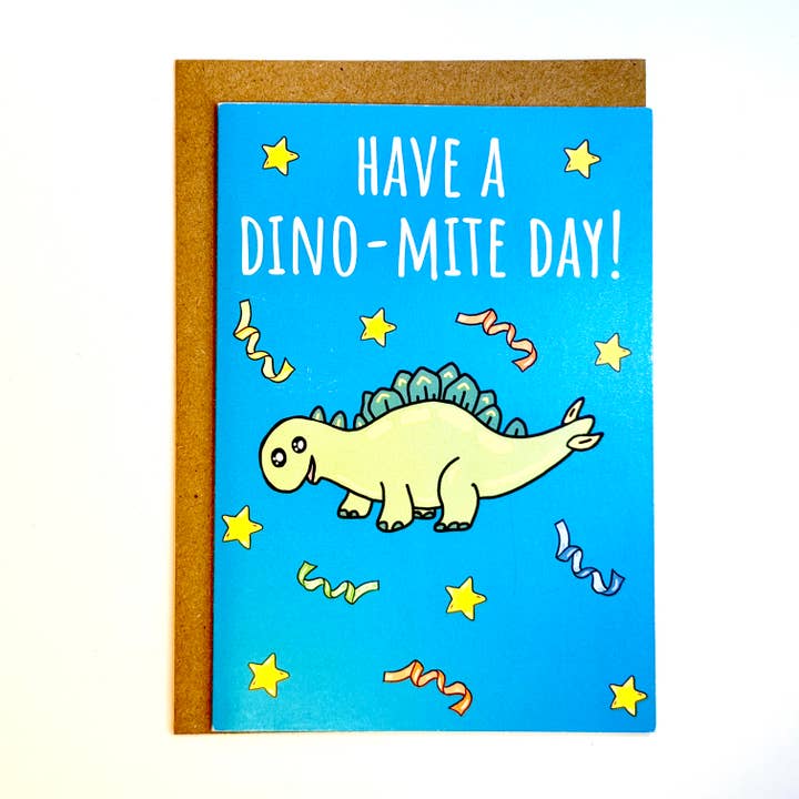Have a Dinomite Day Birthday Card| Dinosaur Birthday Card for wholesale by Puntastic & Ho