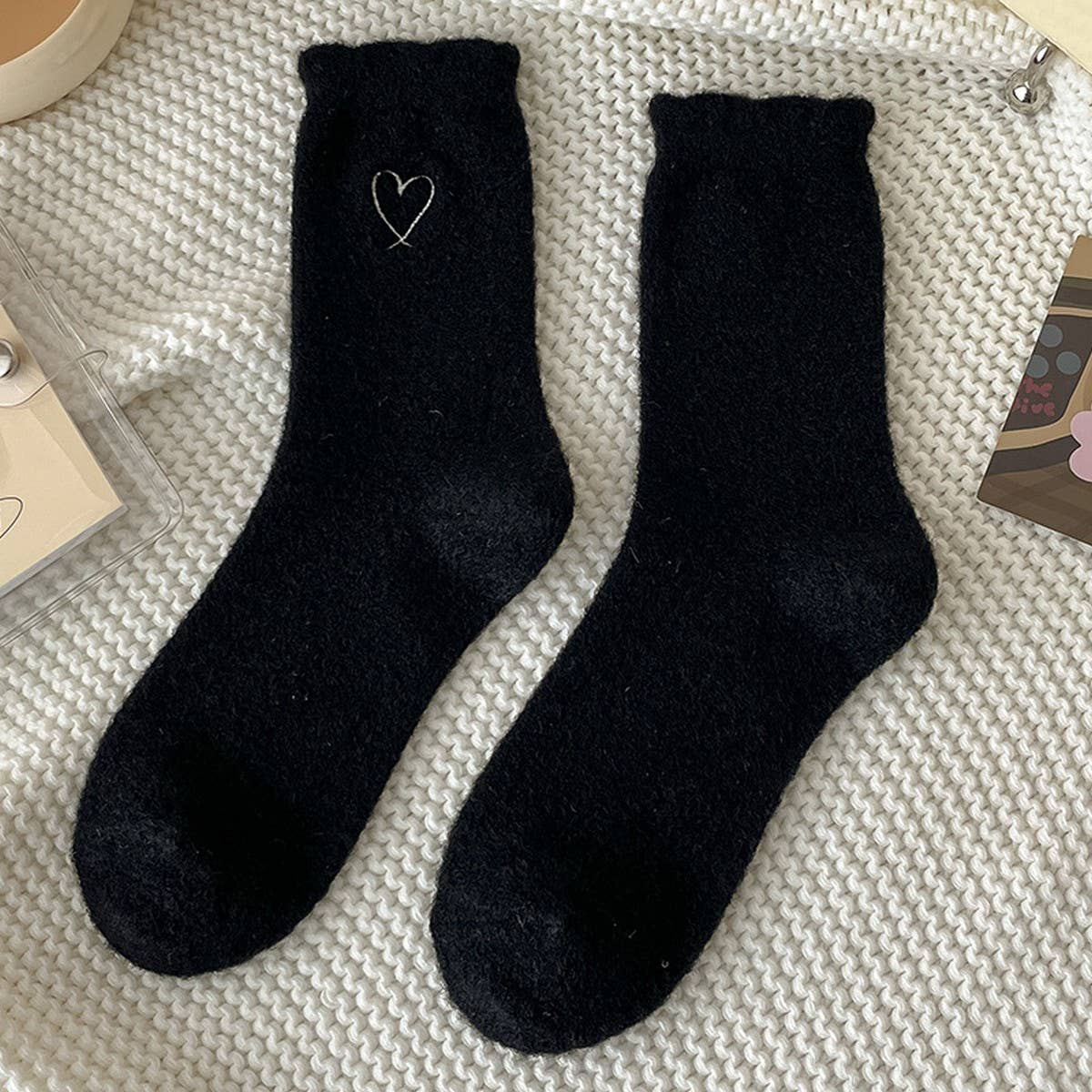 ACCITY - Wholesale Socks - Women's - Heart Plush Socks Women Winter Warm Cozy Home_CWMS028430