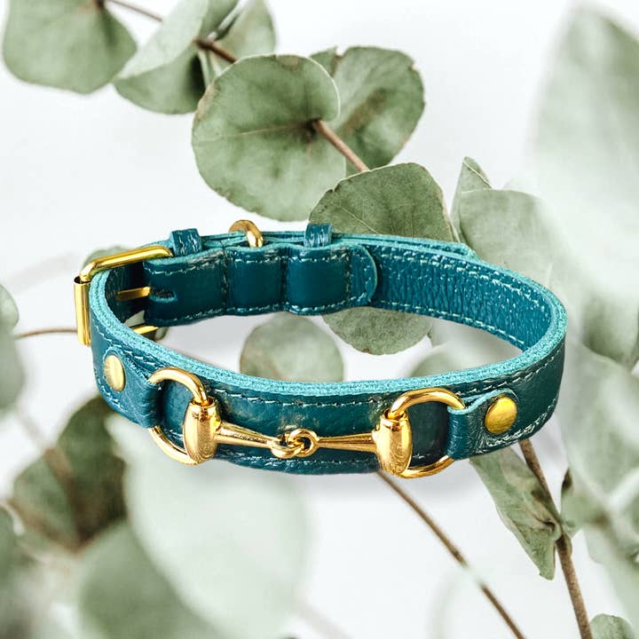 PupWiser - Wholesale Pet Collar - Dog - PRINCESS GRACE Handmade Leather Dog Collar (Dark Forest)3