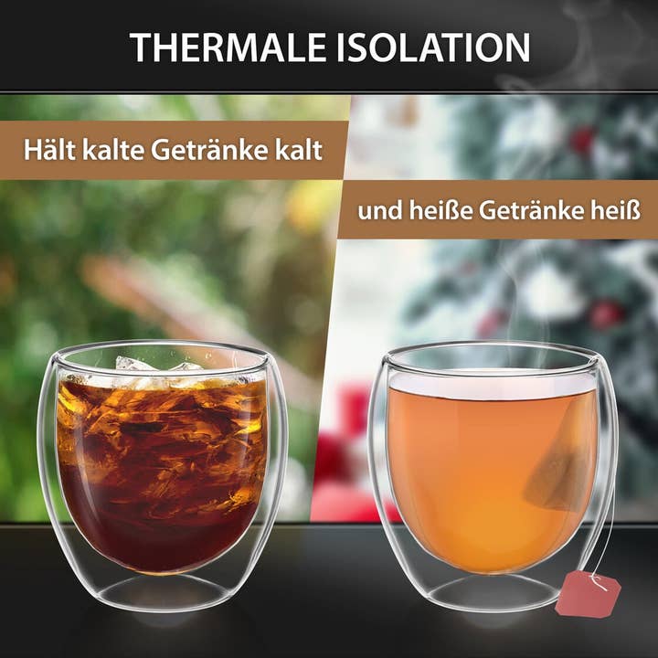 Biomatea - Wholesale Cocktail/Liquor Glass - 4x 250ml double-walled latte macchiato, tea glasses with floating effect7