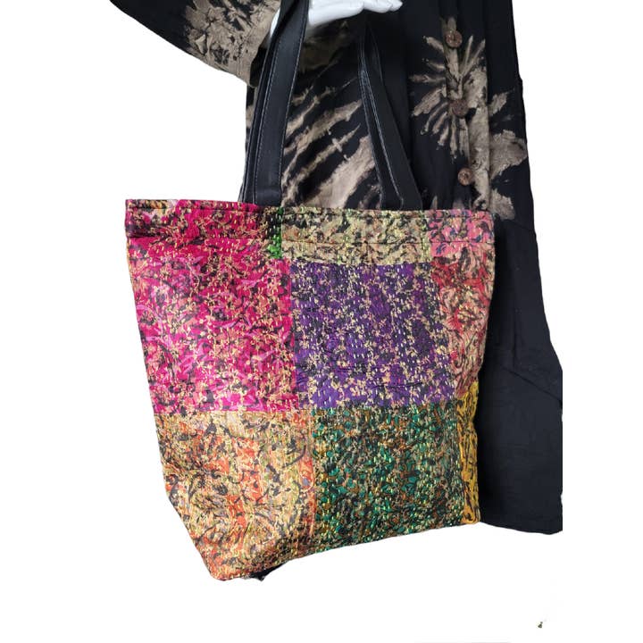 Evergreen Guardian Imports - Wholesale Tote bag – Women's - BA753 Silk Patchwork Handbag Vegetable Dye3