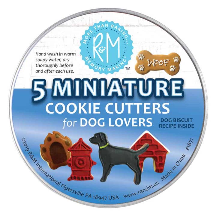 Mini Dog 5 PC Cookie Cutter Set In Can for wholesale by R&M International