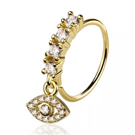 ANNEAU À NEZ ROND À GRIFFES CZ EVIL EYE AVEC GEMME EN ZIRCONE CUBIQUE pour la vente par CRAVE