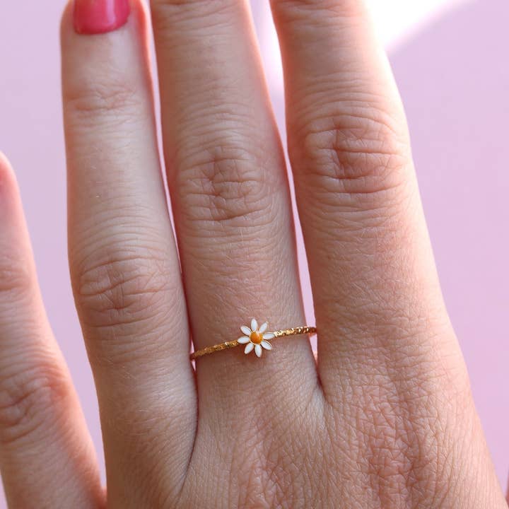 MeloMelo - Wholesale Band/Stacked Ring - April - Enamel Daisy Ring2