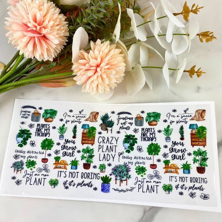 Crazy Plant Lady | 16 oz UV DTF Wrap for wholesale by HKS Custom Designs