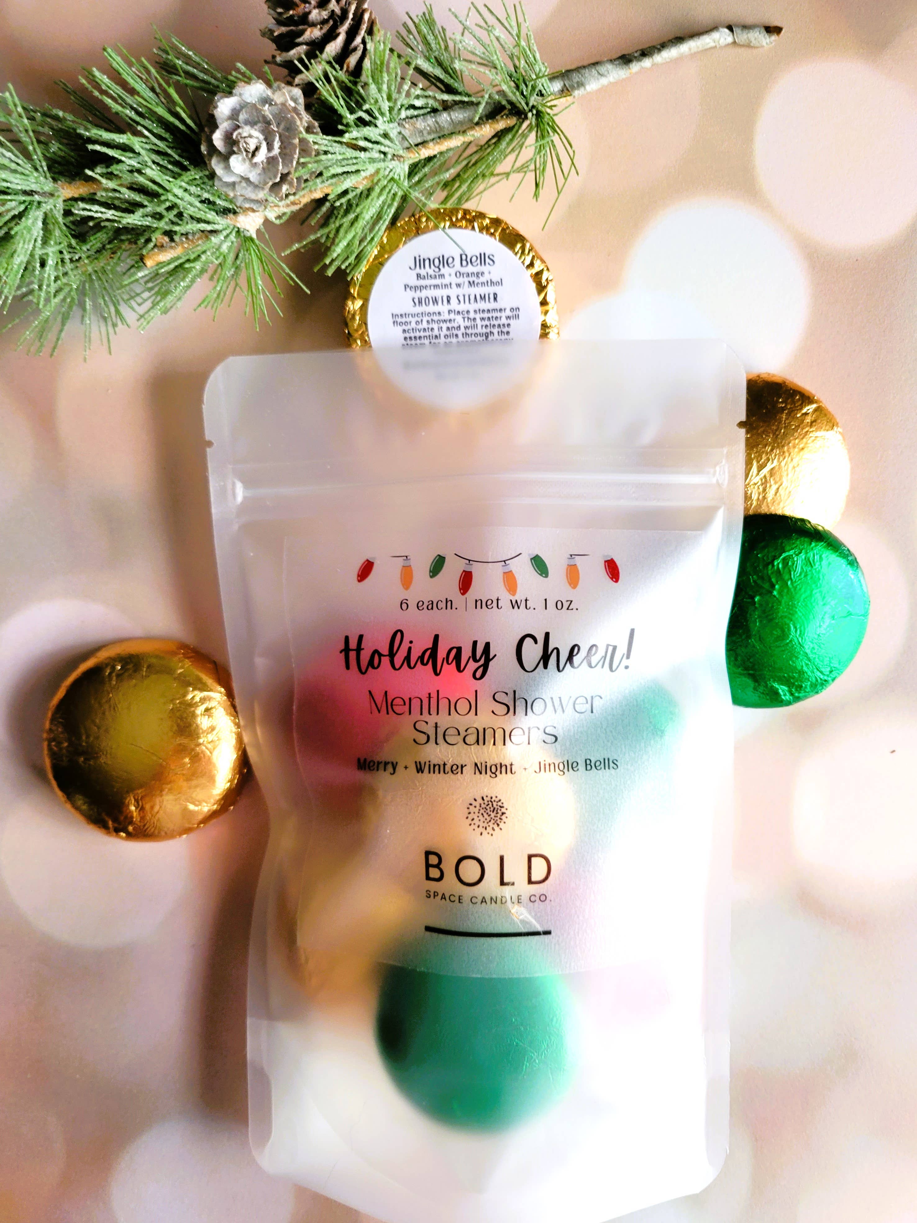 Bold Space Candle Co. - Vente Bombe de douche/galet bien-être pour la douche - Coffret Cadeau de 6 Bombes de Douche Festives – Fêtes 🎁1