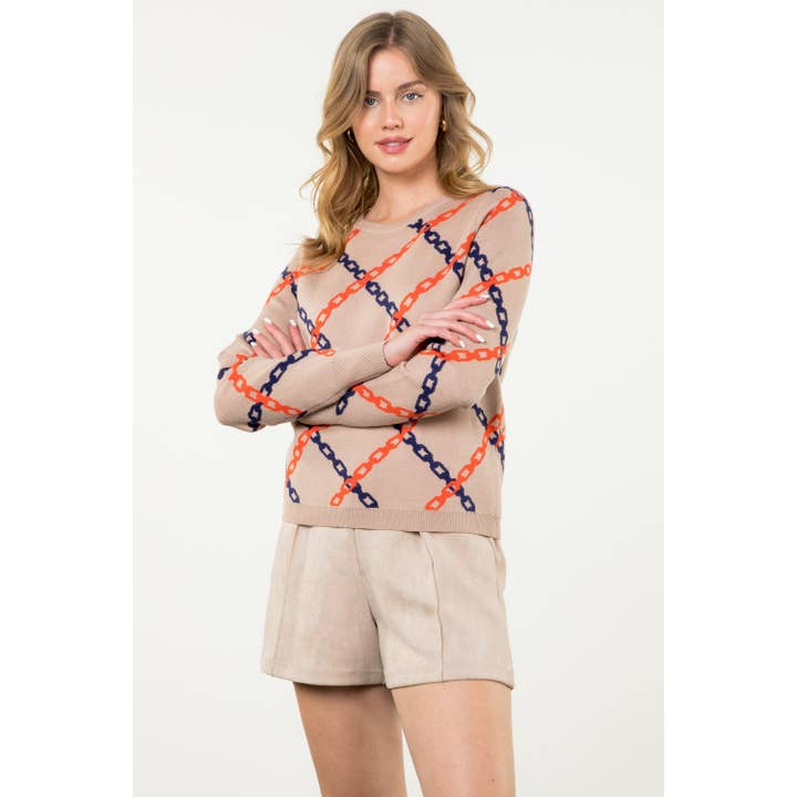 TAUPE Chain Print Sweater for wholesale on Faire