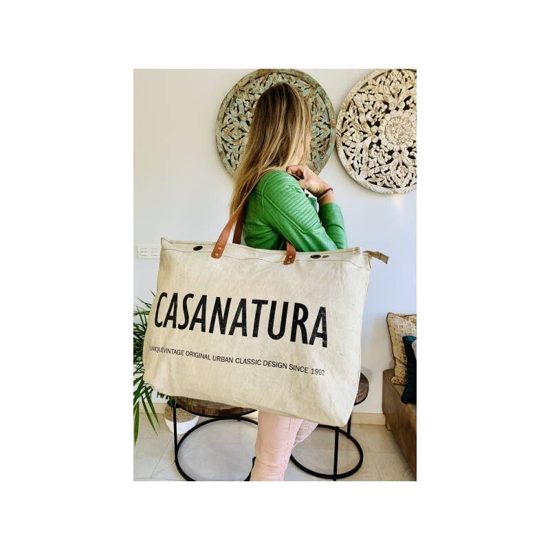 Casa Natura Design SL - Wholesale Tote Bag - Women's - Large Rectangular Bag Zipper Leather Handle - SKYLAR SK114