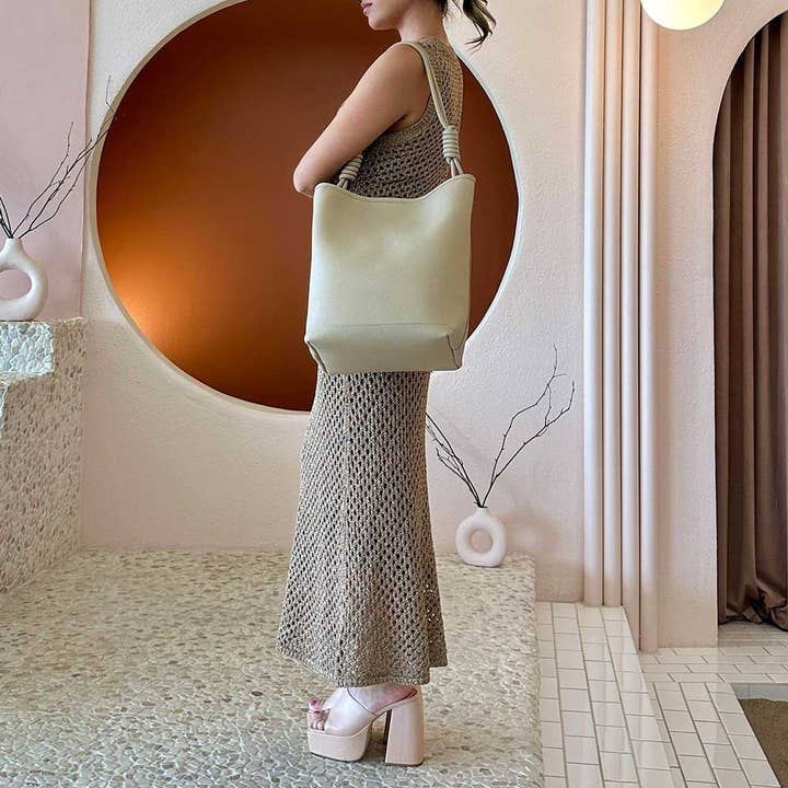 Melie Bianco - Wholesale Tote Bag - Women's - Adeline Nude Recycled Vegan Tote Bag