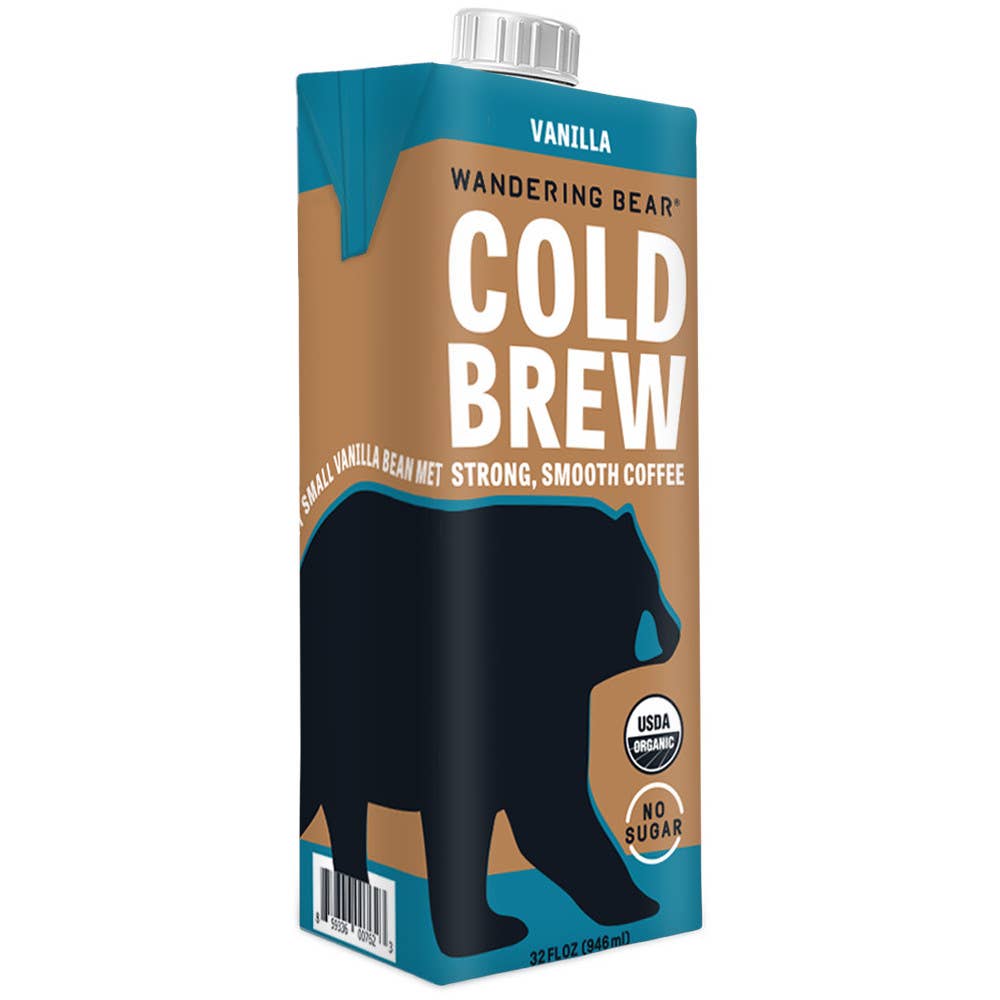 Wandering Bear - Wholesale Iced Coffee/Cold Brew - Wandering Bear Cold Brew Coffee, Vanilla - 32oz, 6 pack1