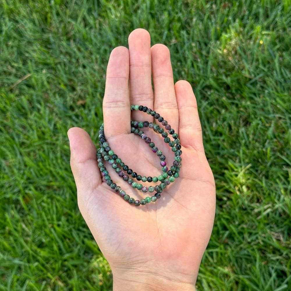 Earths Elements Wholesale - Wholesale Beaded Bracelet - Crystal Bracelet - 4mm Ruby Zoisite, pack of 51