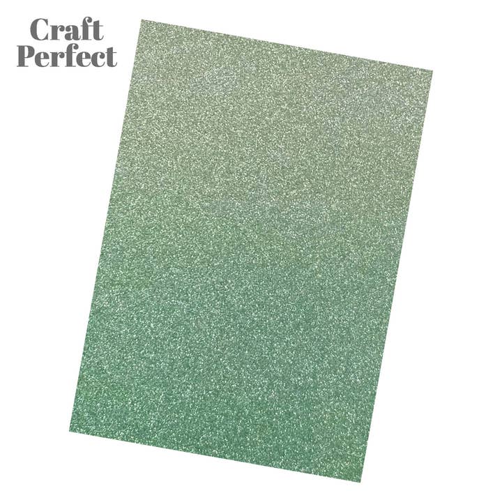 Tonic Studios - Wholesale Craft Supplies - Multipack of 10 Ombre Glitter Card - Opalescent Green - A4 - 8890E102