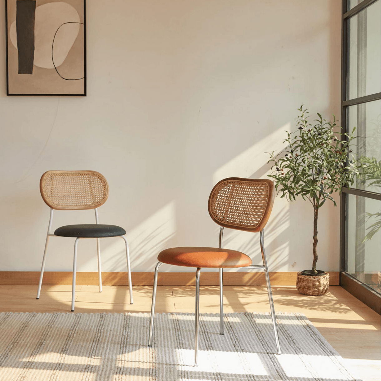 Your Bar Stools - Vente Chaises - Chaise de salle à manger cannée | Chaises de salle à manger en métal Seneca1