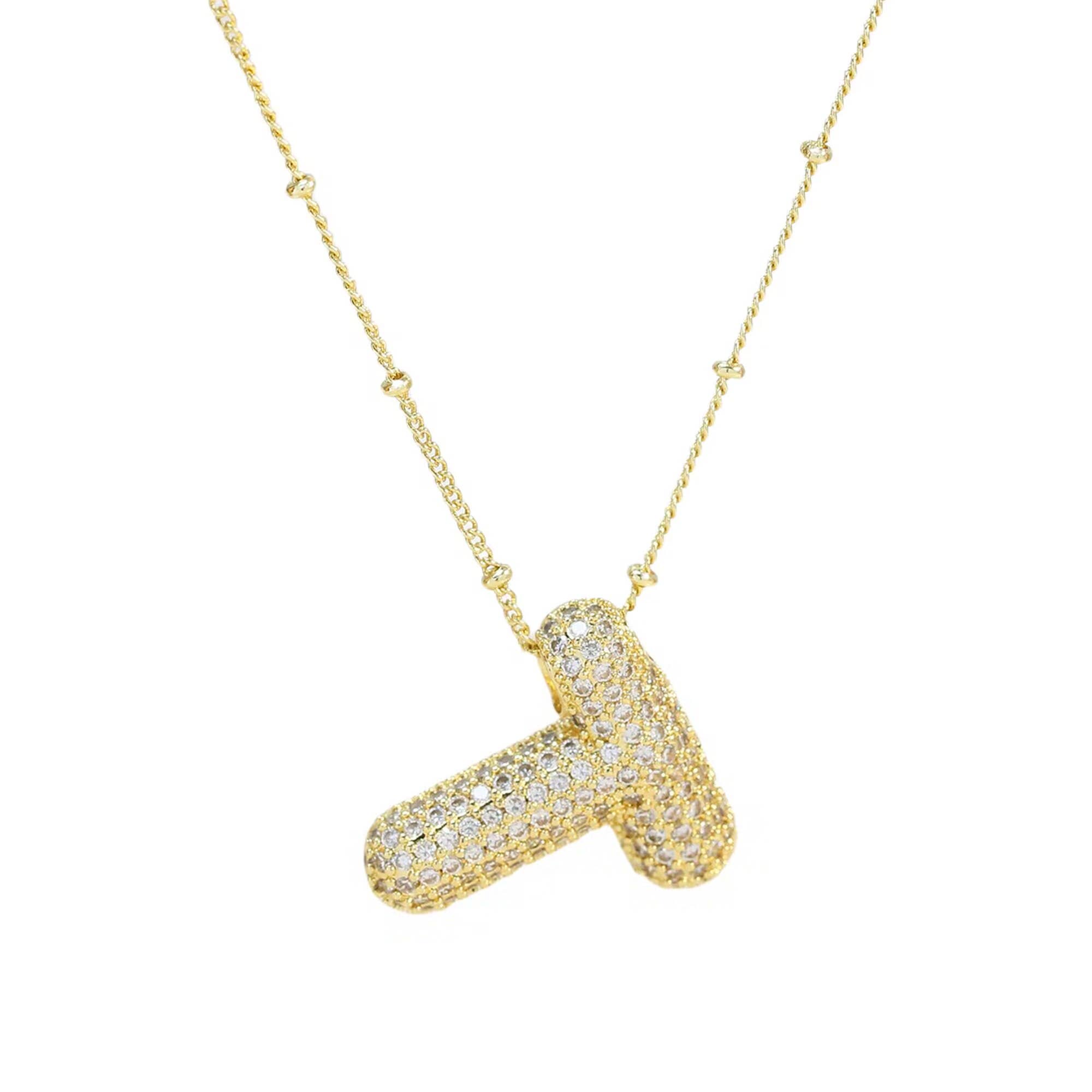 Savvy Bling - Wholesale Pendant/Charm Necklace - Initial CZ Balloon Bubble 18K Gold Necklace19