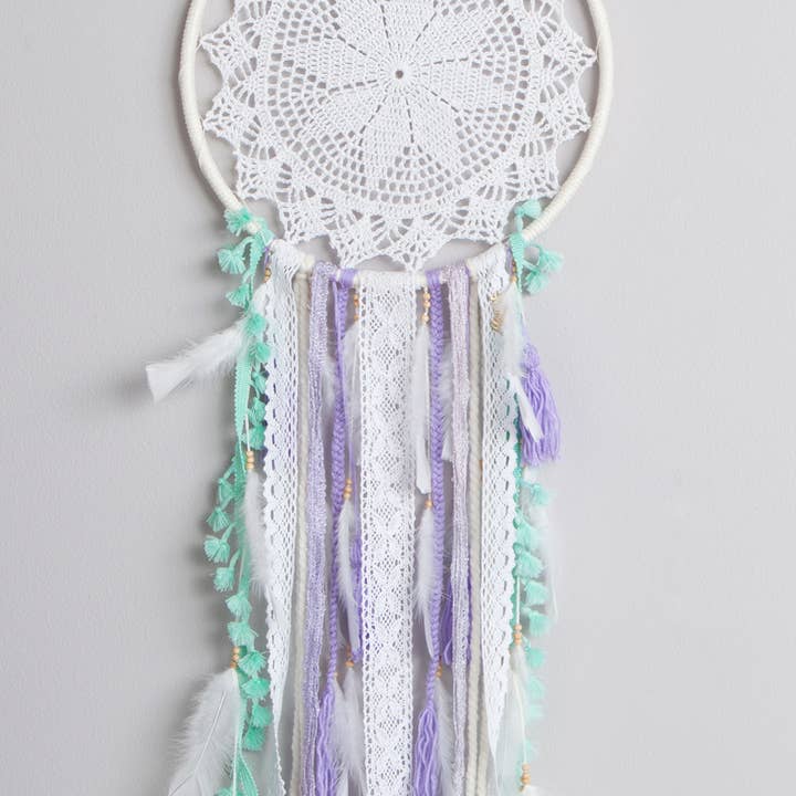 DREAMCATCHER BIG WHITE MINT PURPLE DREAM CATCHER DECOR WALL for wholesale by MANIK