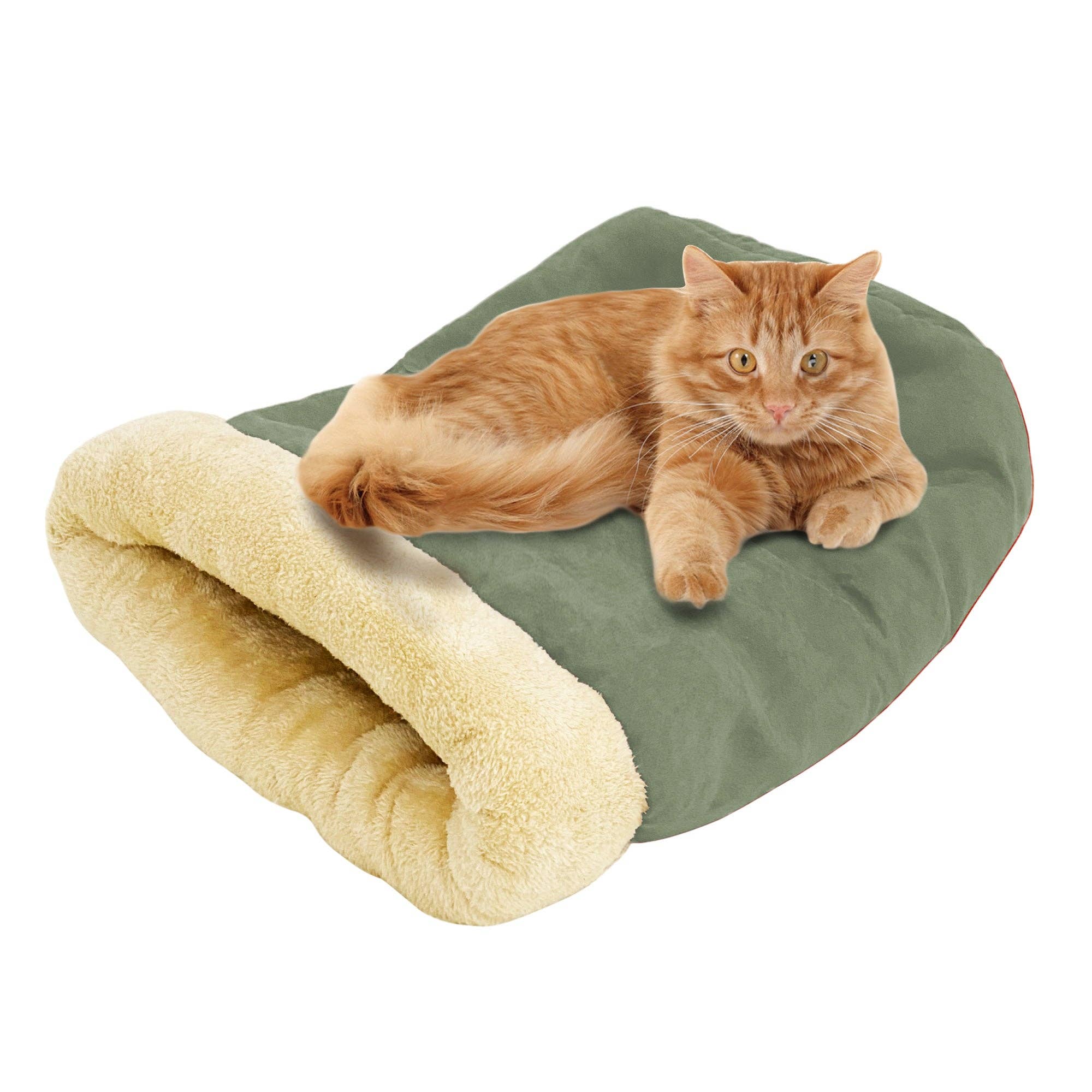 Jespet - Wholesale Pet Bed - Cat/Dog - GOOPAWS 4 in 1 Self Warming Burrow Cat Bed Sleeping Cave, Sage Green5