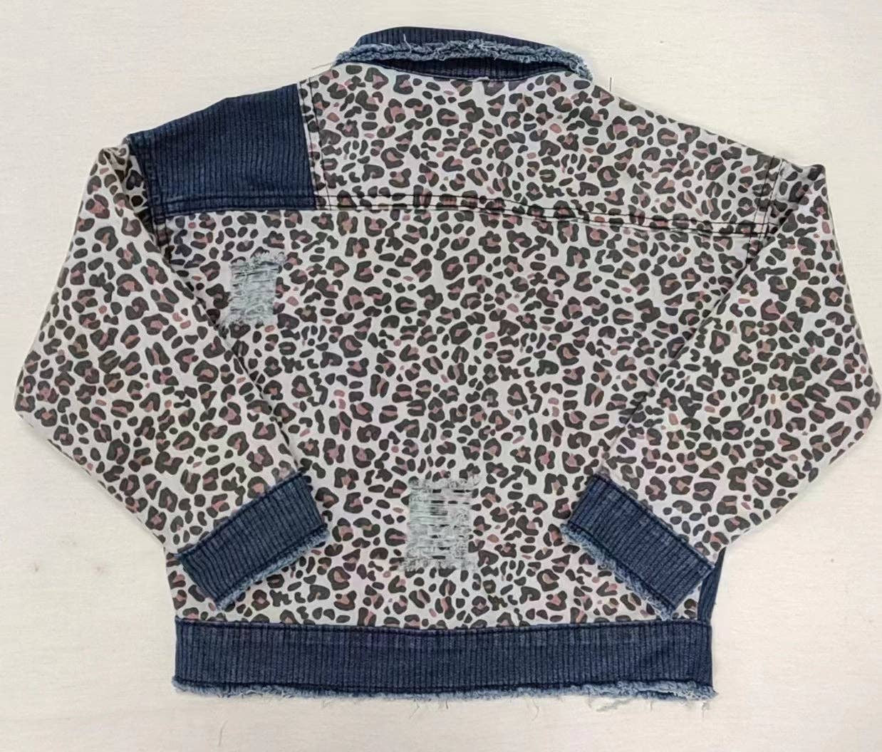 Aier Wholesale - Wholesale Denim Jacket - Kids - Baby Girls Denim Leopard Patchwork Long Sleeve Jackets Cardi2