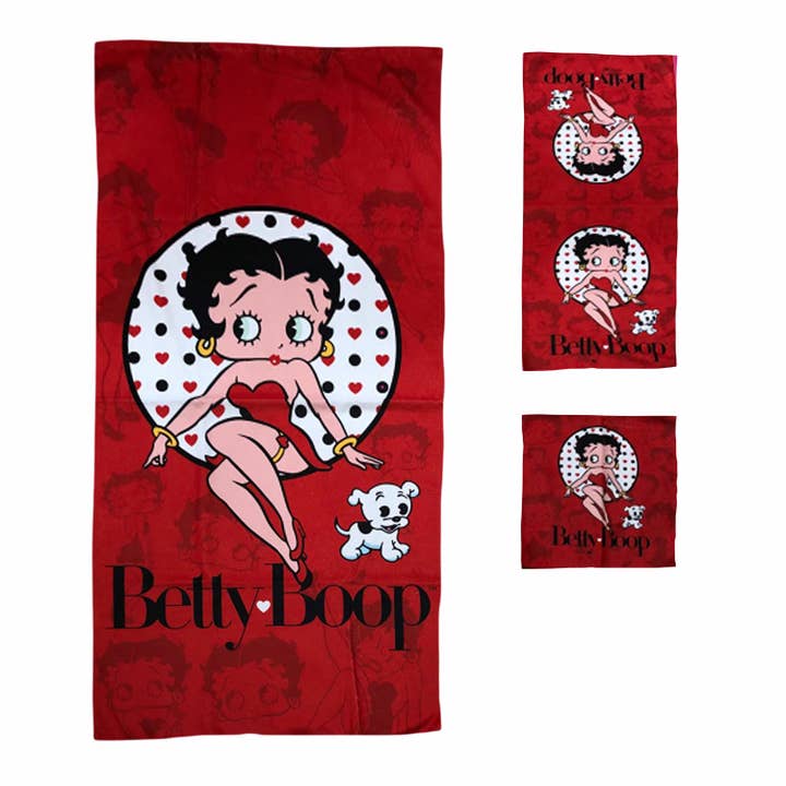 Betty Boop Bath Towel Set - Red for wholesale by MID-SOUTH PRODUCTS