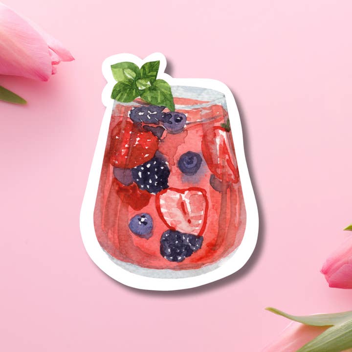 Berry Cocktail Vinyl Sticker for wholesale by Hikaru Tara Art Arst & Craft Gift Shop
