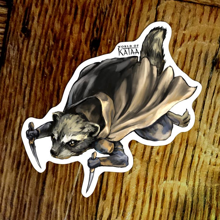 Rogue Raccoon Vinyl Sticker voor wholesale door Santi of all Trades