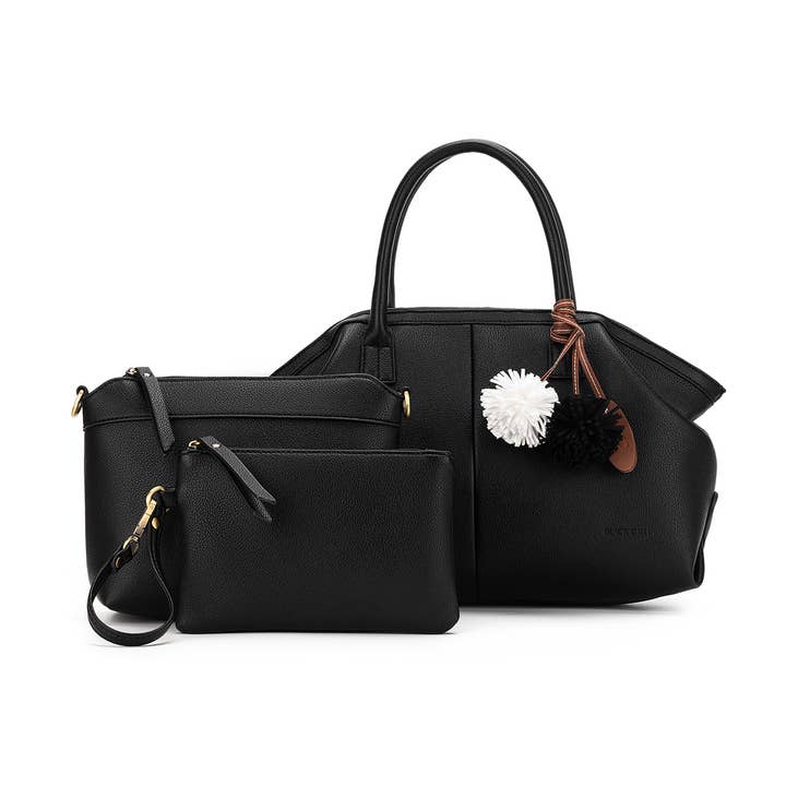 Borsa a tracolla Camryn Black 3 pezzi per la vendita all'ingrosso da parte di BLACK CAVIAR DESIGNS