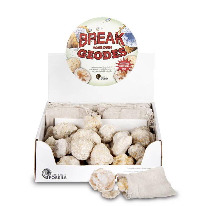 British Fossils - Wholesale Spiritual Stone/Crystal - Break Your Own Geode Pouch Pack