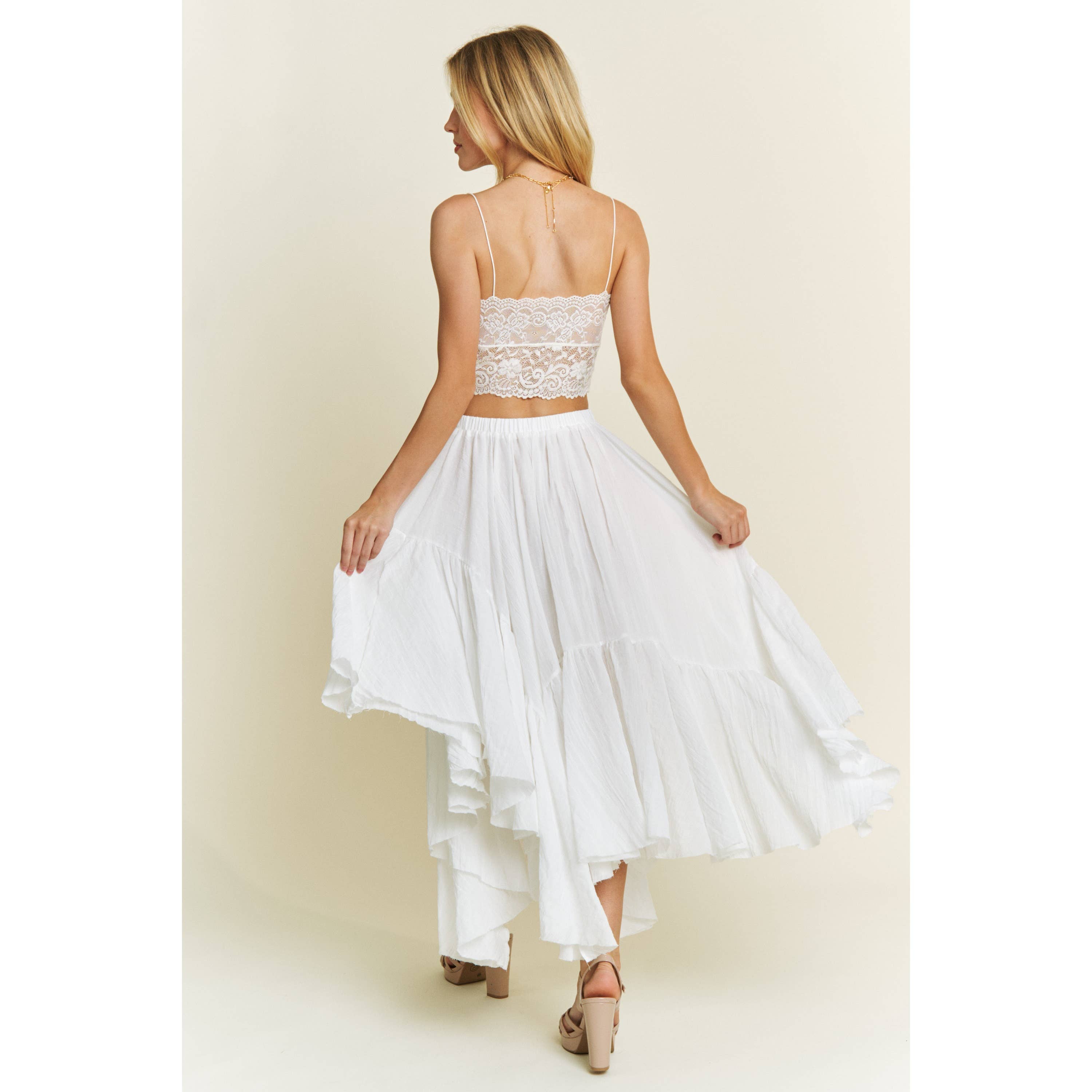 Sweet Generis - Wholesale Skirt - Women's -  Asymmetrical Raw-Edge Ruched Skirt - Charcoal21