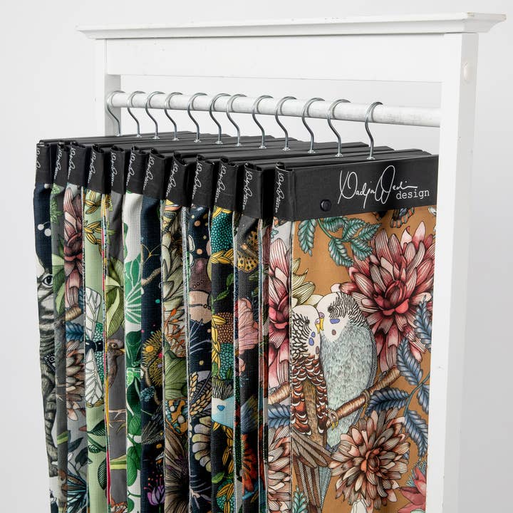 Nadja Wedin design - Wholesale Retailer Sample - Home Decor - Fabric sample hanger: pattern Wagtails Spring