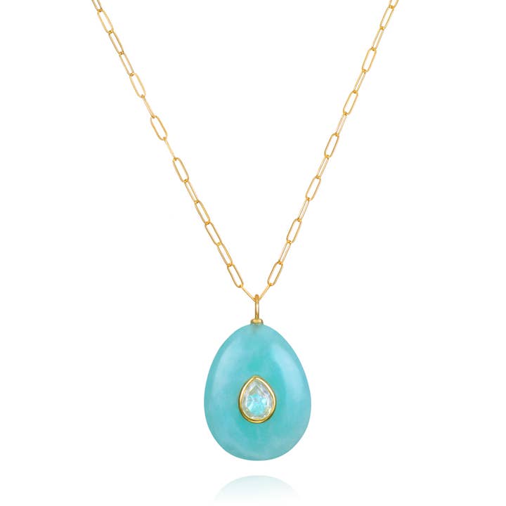 Amazonite & Topaz Pear Necklace-Multiple Lengths for wholesale by Amelia Rose Jewelry