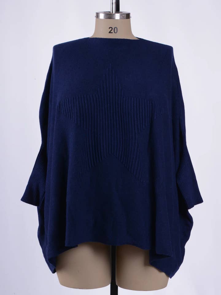 Soft Knit Batwing Sleeve Jumper With Star Design - 3600 for wholesale by Jeld Wholesale