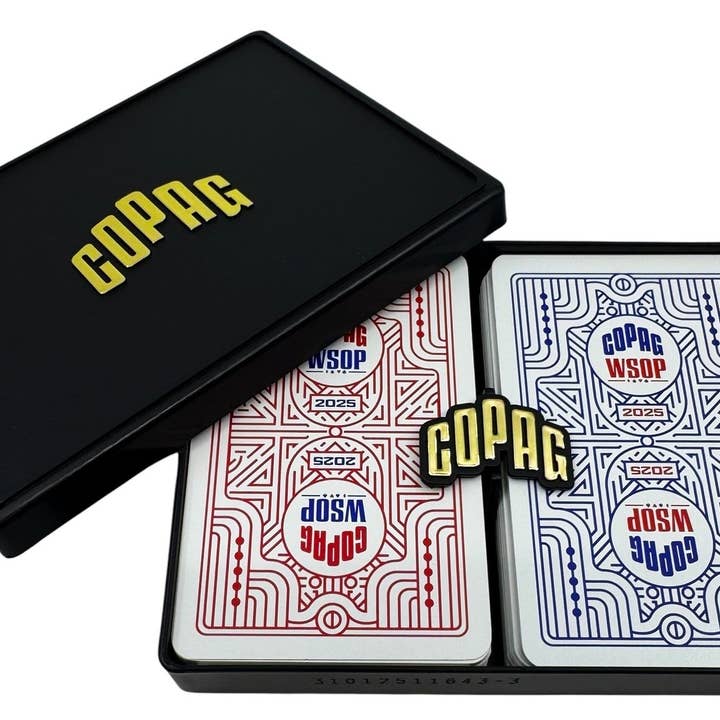 Copag WSOP 2025 Retro Design 100% plast spelkort - Smal storlek (Bridge) Jumbo Index Röd/Blå Dubbel kortlek för wholesale av Copag