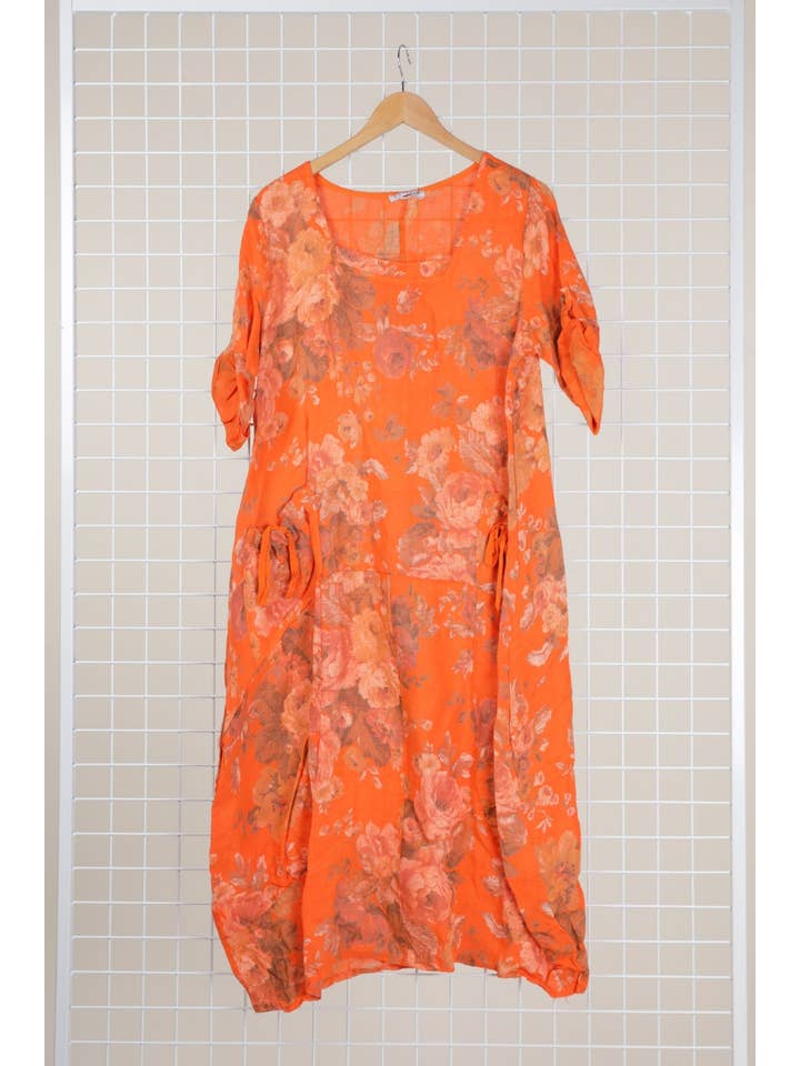 la maison des fibres naturelles – Großhandel Kleid – Damen – Leinenkleid mit floralem Muster, 100 % Leinen, Modell 6796718