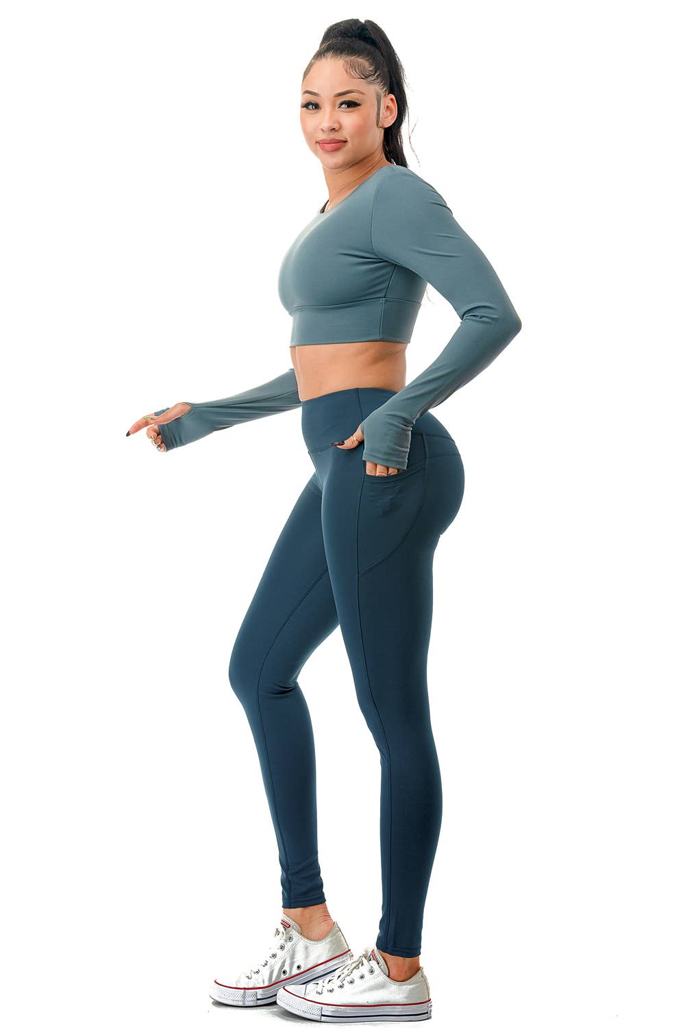 Color 5 - Wholesale Activewear Set - Women's - Long sleeve crop top with yoga legging activewear set14